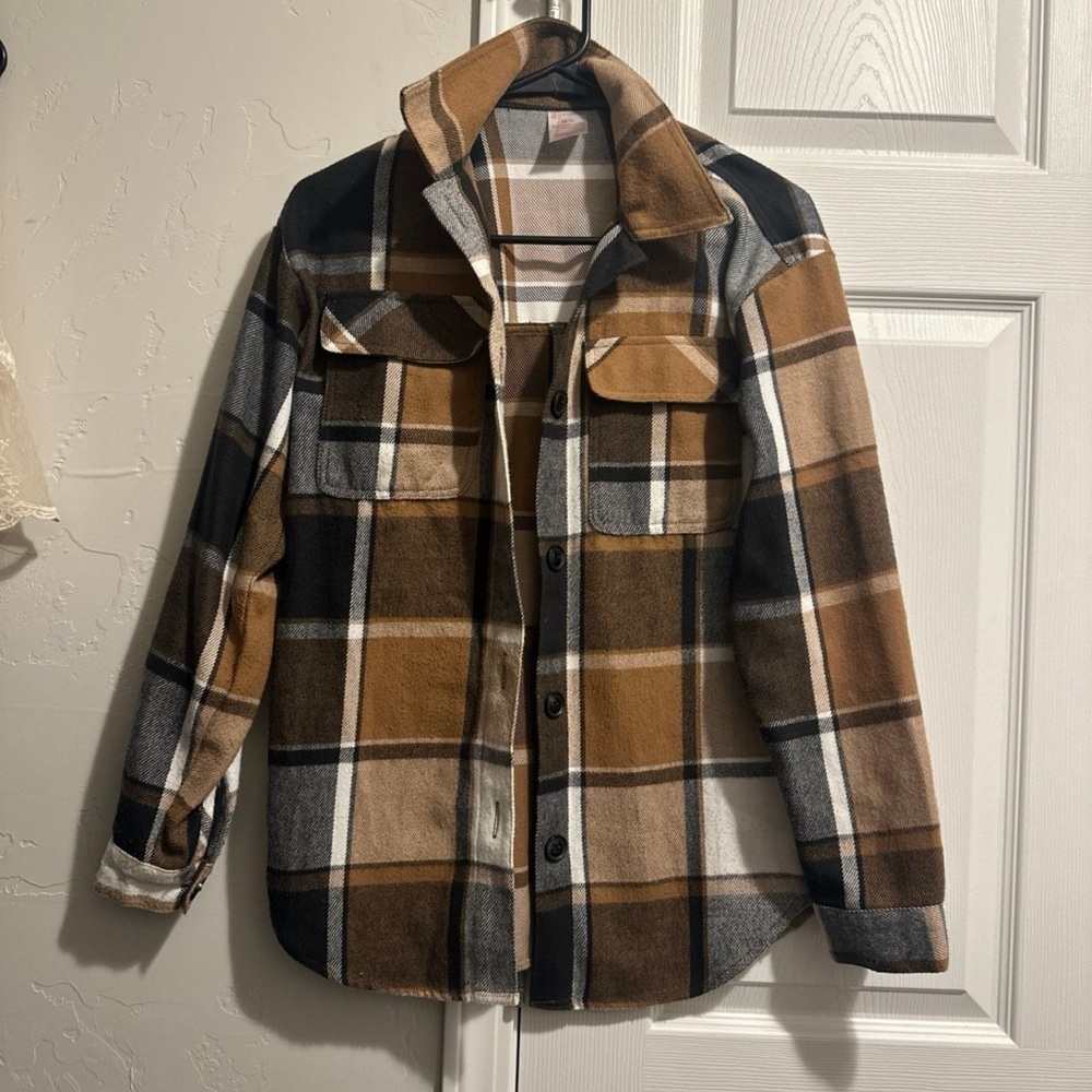 Men's Plaid Jacket - Brown, Black, White